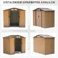 Caseta de Jardín 213x130x185 cm Cobertizo Metálico de Exterior para Almacenamiento de Herramientas Caqui