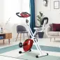 Bicicleta Estática Plegable con Resistencia Magnética Asiento con Altura Ajustable y Pulsómetro 43x97x109 cm Rojo