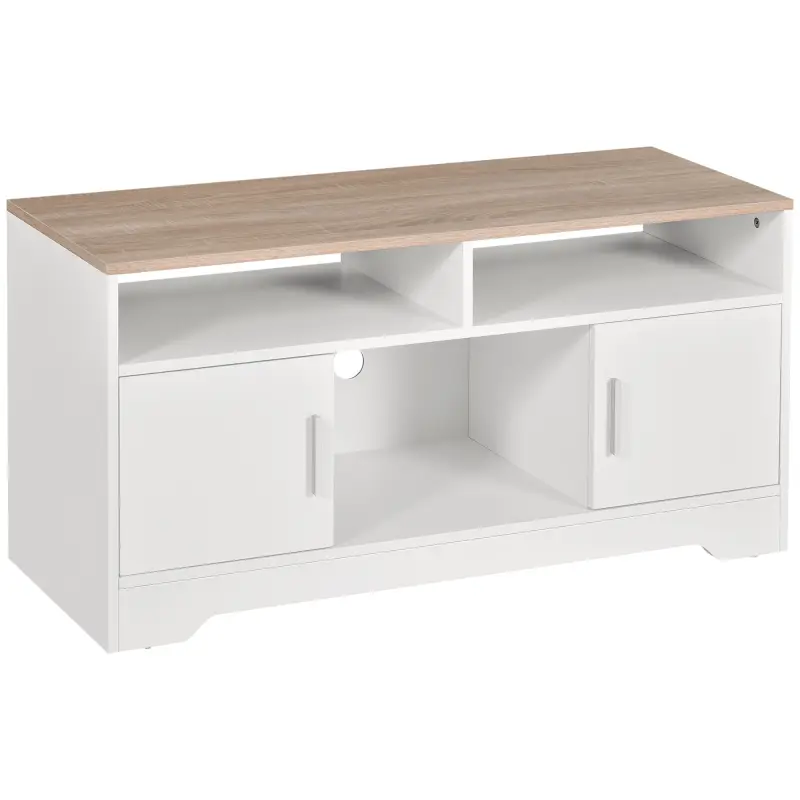 Mueble para Televisor Mesa para TV de Salón con Gran Espacio de Almacenaje con Estantes Abiertos 105x40x52 cm Blanco