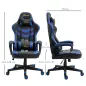 Silla Gaming Altura Regulable Basculante con Reposacabezas Cojín Lumbar 61x70x121-129 cm Azul