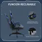 Silla Gaming Altura Regulable Basculante con Reposacabezas Cojín Lumbar 61x70x121-129 cm Azul