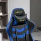 Silla Gaming Altura Regulable Basculante con Reposacabezas Cojín Lumbar 61x70x121-129 cm Azul