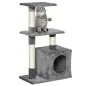 Árbol Rascador para Gatos 81,5 cm Torre para Gatos con Postes de Sisal 2 Plataformas Cueva y Bola Colgante Estilo Elegan