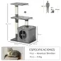 Árbol Rascador para Gatos 81,5 cm Torre para Gatos con Postes de Sisal 2 Plataformas Cueva y Bola Colgante Estilo Elegan