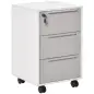 Mueble Archivador con Ruedas 3 Cajones Cerradura y 2 Llaves para Estudio Salón 40x40x63,5 cm Blanco y Gris