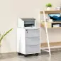 Mueble Archivador con Ruedas 3 Cajones Cerradura y 2 Llaves para Estudio Salón 40x40x63,5 cm Blanco y Gris