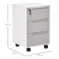 Mueble Archivador con Ruedas 3 Cajones Cerradura y 2 Llaves para Estudio Salón 40x40x63,5 cm Blanco y Gris