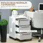 Mueble Archivador con Ruedas 3 Cajones Cerradura y 2 Llaves para Estudio Salón 40x40x63,5 cm Blanco y Gris