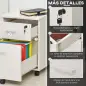 Archivador Móvil para Archivos A4 con Ruedas Gabinete de Archivos Suspendidos con 2 Cajones y Cerradura 40x45x55,6 cm Blanco