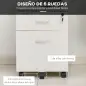 Archivador Móvil para Archivos A4 con Ruedas Gabinete de Archivos Suspendidos con 2 Cajones y Cerradura 40x45x55,6 cm Blanco