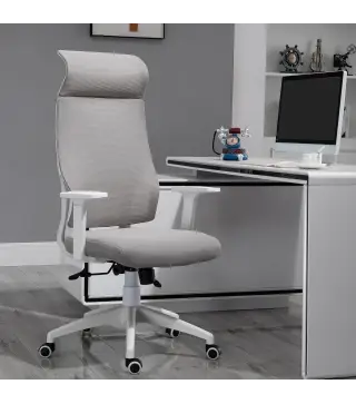 Silla de Oficina Silla de Escritorio Giratoria Ajustable en Altura y Reclinable hasta 120° Bloqueo de Posición 64x61x120,9-128,9
