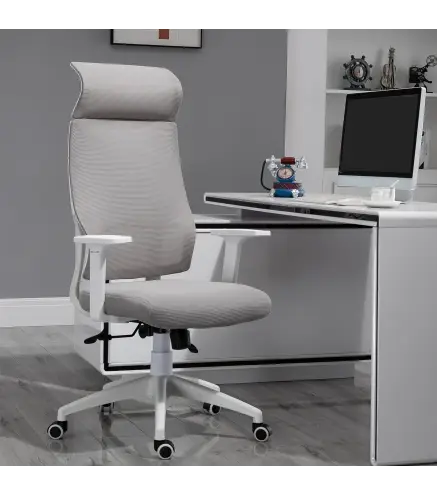 Silla de Oficina Silla de Escritorio Giratoria Ajustable en Altura y Reclinable hasta 120° Bloqueo de Posición 64x61x120,9-128,9