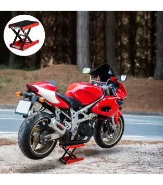 Plataforma Elevadora de Tijera Carga 500 kg Altura Ajustable 10-37 cm Soporte para Motocicletas Soporte de Moto para Aparcar o R
