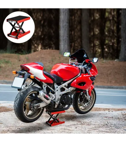 Plataforma Elevadora de Tijera Carga 500 kg Altura Ajustable 10-37 cm Soporte para Motocicletas Soporte de Moto para Apa