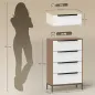 Cómoda con 4 Cajones de Tela Frentes con Patrón de Diamante para Salón Oficina Vestidor Natural y Blanco