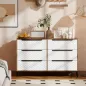 Cómoda con 6 Cajones de Tela Frentes con Patrón de Diamante para Salón Oficina Vestidor Natural y Blanco