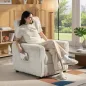Sillón Relax Reclinable Manual Tapizado en Pana Instalación Rápida Reposapiés Acolchado Grueso Crema