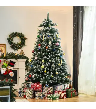 Árbol de Navidad de 2012 Ramas con Soporte Metálico Árbol 210 cm Puntas Blancas Artificial de Navidad Realista para Inte