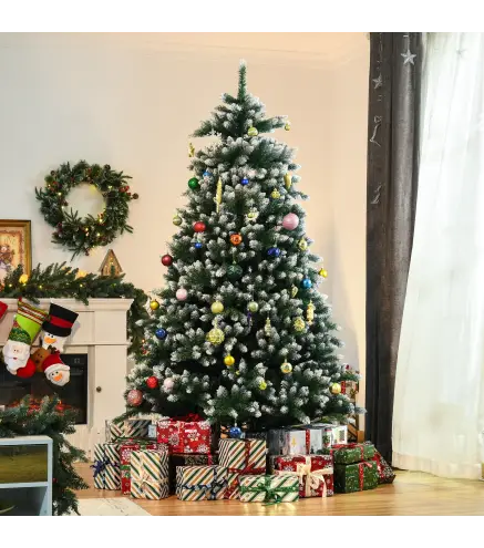 Árbol de Navidad de 2012 Ramas con Soporte Metálico Árbol 210 cm Puntas Blancas Artificial de Navidad Realista para Inte