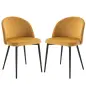Pack de 2 Sillas de Comedor Tapizadas en Terciopelo con Respaldo Acolchados Patas de Metal Carga 90 kg 49x50x77 cm Camel Pack de 2 Sillas de Comedor Tapizadas en Terciopelo con Respaldo Acolchados Patas de Metal Carga 90 kg 49x50x77 cm Camel