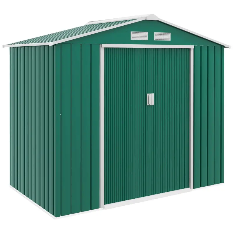 Caseta de Jardín 213x130x185 cm Cobertizo Metálico de Exterior para Almacenamiento de Herramientas Verde Oscuro Caseta de Jardín 213x130x185 cm Cobertizo Metálico de Exterior para Almacenamiento de Herramientas Verde Oscuro