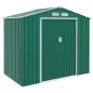 Caseta de Jardín 213x130x185 cm Cobertizo Metálico de Exterior para Almacenamiento de Herramientas Verde Oscuro Caseta de Jardín 213x130x185 cm Cobertizo Metálico de Exterior para Almacenamiento de Herramientas Verde Oscuro
