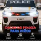 Coche Eléctrico para Niños de Policía con Mando a Distancia Motor Doble Sirena Suspensión en 4 Ruedas y Faros Blanco