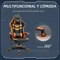 Silla Gaming Altura Regulable Basculante con Reposacabezas Cojín Lumbar 61x70x121-129 cm Naranja