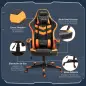Silla Gaming Altura Regulable Basculante con Reposacabezas Cojín Lumbar 61x70x121-129 cm Naranja