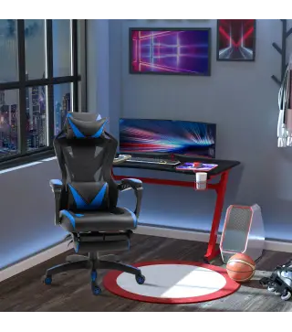 Silla Gaming Ergonómica Silla de Escritorio para Oficina con Altura Ajustable Respaldo Regulable de 170° Almohada Lumbar