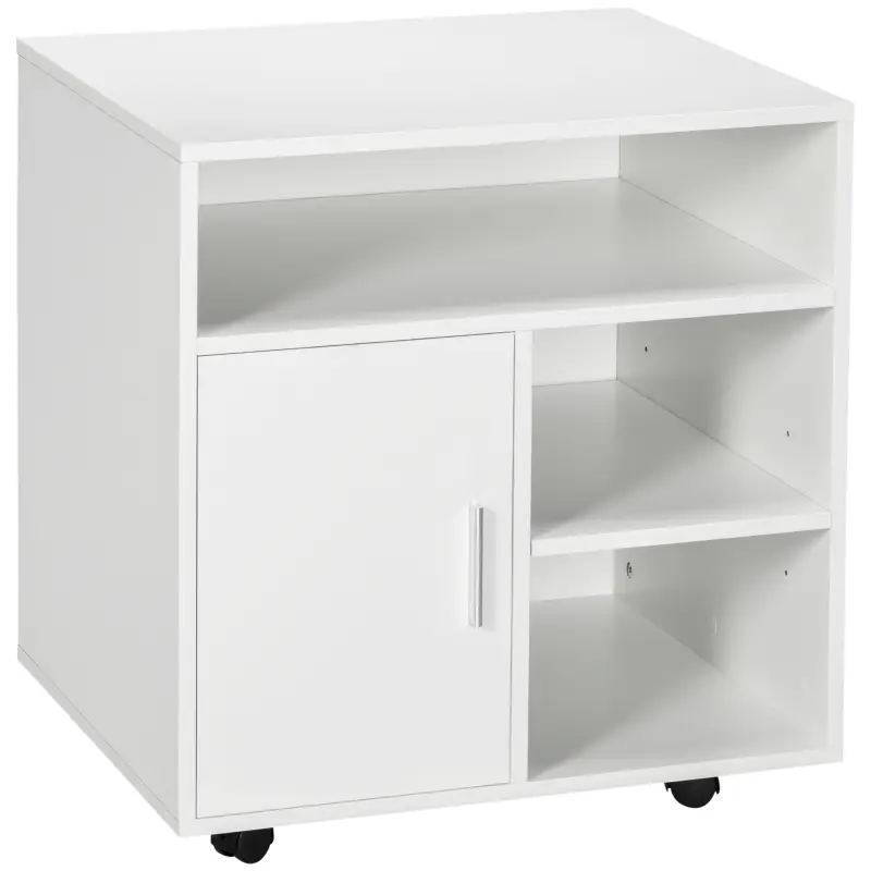Mueble con Ruedas Armario de Oficina Multifuncional con Estantes con Amplio Espacio de Almacenaje 60x50x65,5 cm Blanco