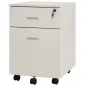 Cajonera de Oficina con Ruedas Mueble Archivador con 2 Cajones para Documentos en Tamaño A4 Cerradura 40x49x58 cm Blanco