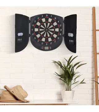 Diana Electrónica Digital Diana con 6 Dardos hasta 8 Jugadores Marcador Puertas Laterales Pantalla LCD y 26 Juegos 44x4,4x50 cm