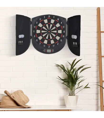 Diana Electrónica Digital Diana con 6 Dardos hasta 8 Jugadores Marcador Puertas Laterales Pantalla LCD y 26 Juegos 44x4,4x50 cm