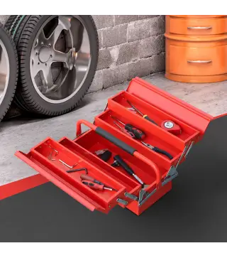 Caja de Herramientas Metálica, Maletín de Herramientas de Acero Plegable con 5 Bandejas y Asa, para Taller, Garaje, 45x2