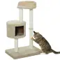 Árbol Rascador para Gatos Árbol de Actividades para Gatos con Cueva de Felpa Postes de Yute Plataforma Cómoda 61x41x96 cm Beige
