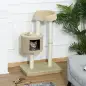 Árbol Rascador para Gatos Árbol de Actividades para Gatos con Cueva de Felpa Postes de Yute Plataforma Cómoda 61x41x96 cm Beige