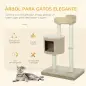 Árbol Rascador para Gatos Árbol de Actividades para Gatos con Cueva de Felpa Postes de Yute Plataforma Cómoda 61x41x96 cm Beige