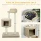 Árbol Rascador para Gatos Árbol de Actividades para Gatos con Cueva de Felpa Postes de Yute Plataforma Cómoda 61x41x96 cm Beige