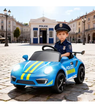 Coche Eléctrico para Niños con Licencia RUF CTR 3 Clubsport Mando a Distancia Motor Doble Sirena Ruedas Auxiliares Azul