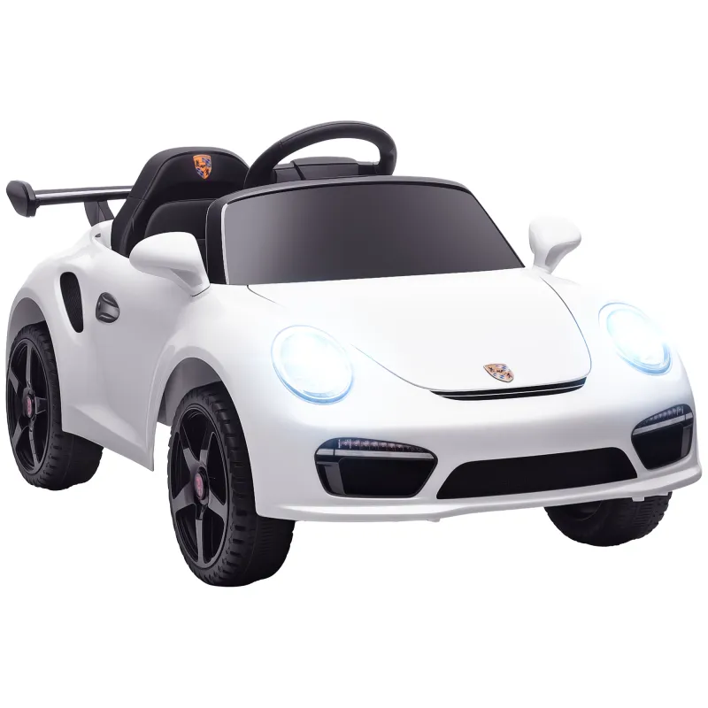 Coche Eléctrico para Niños con Licencia RUF CTR 3 Clubsport Mando a Distancia Motor Doble Ruedas Auxiliares Blanco
