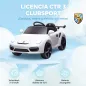 Coche Eléctrico para Niños con Licencia RUF CTR 3 Clubsport Mando a Distancia Motor Doble Ruedas Auxiliares Blanco