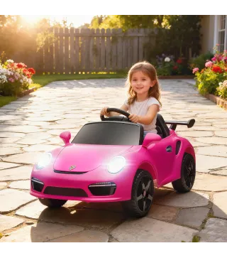 Coche Eléctrico para Niños con Licencia RUF CTR 3 Clubsport Mando a Distancia Motor Doble Ruedas Auxiliares Rosa