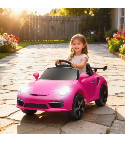 Coche Eléctrico para Niños con Licencia RUF CTR 3 Clubsport Mando a Distancia Motor Doble Ruedas Auxiliares Rosa