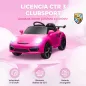 Coche Eléctrico para Niños con Licencia RUF CTR 3 Clubsport Mando a Distancia Motor Doble Ruedas Auxiliares Rosa