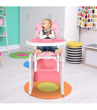 Trona para Bebés 2 en 1 para 6 Meses a 6 Años Transformable en Mesa y Silla Multifuncional Ajustable en 3 Posiciones Respaldo Al