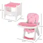 Trona para Bebés 2 en 1 para 6 Meses a 6 Años Transformable en Mesa y Silla Multifuncional Ajustable en 3 Posiciones Respaldo Al