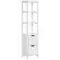 Mueble Columna con 3 Estantes Abiertos y 2 Cajones de Almacenaje Diseño Antivuelco 30x30x144 cm Blanco