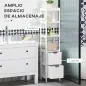 Mueble Columna con 3 Estantes Abiertos y 2 Cajones de Almacenaje Diseño Antivuelco 30x30x144 cm Blanco