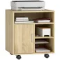 Mueble para Impresora con Ruedas Multifuncional con Estantes con Amplio Espacio de Almacenaje 60x50x65,5 cm Natural